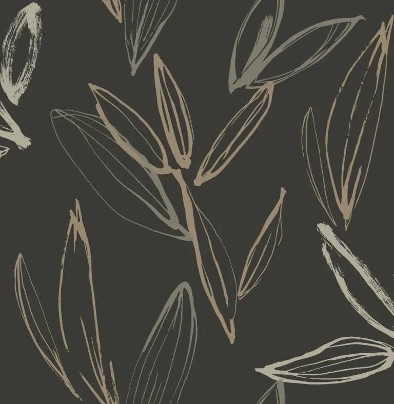 Kenia Leaf Toss Wallpaper - Black/Gold — Ảnh 5