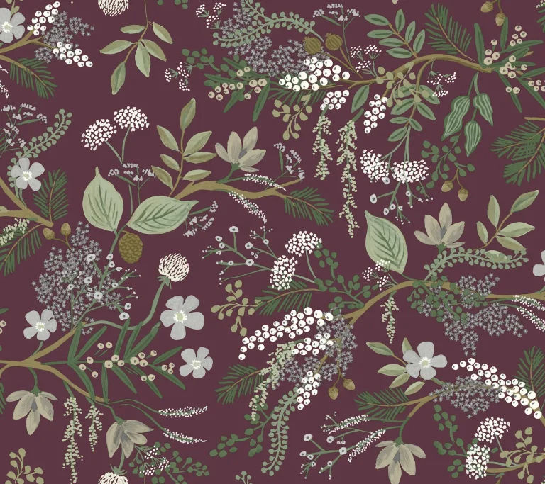 Rifle Paper Co. Juniper Forest Wallpaper - Burgundy — Ảnh 3