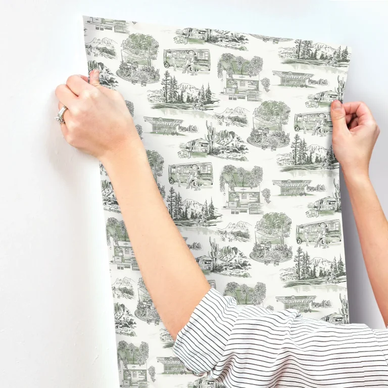 Modern Vista Toile Wallpaper - Evergreen — Ảnh 8