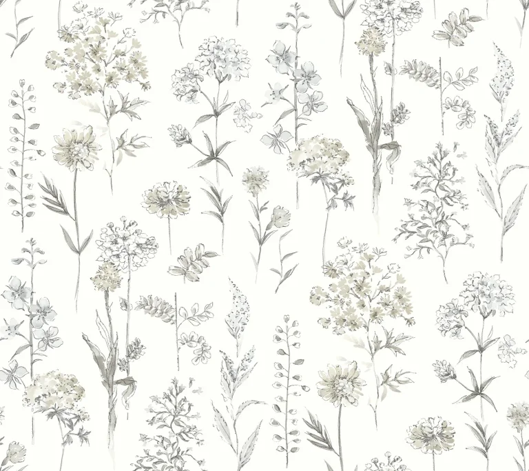 Chesapeake Bergamot Wildflower Wallpaper - Light Grey — Ảnh 6