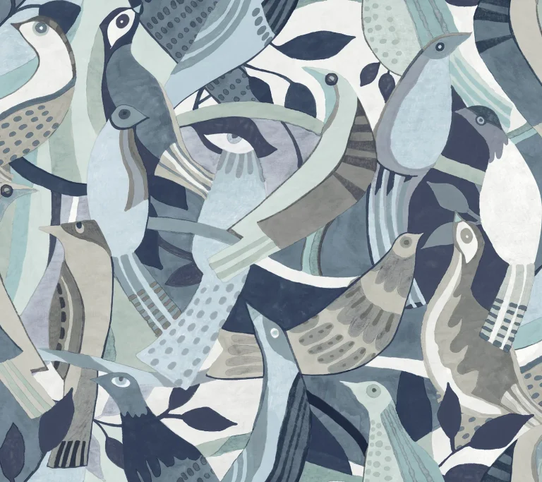 Fauvist Flock Wallpaper - Blue — Image 6