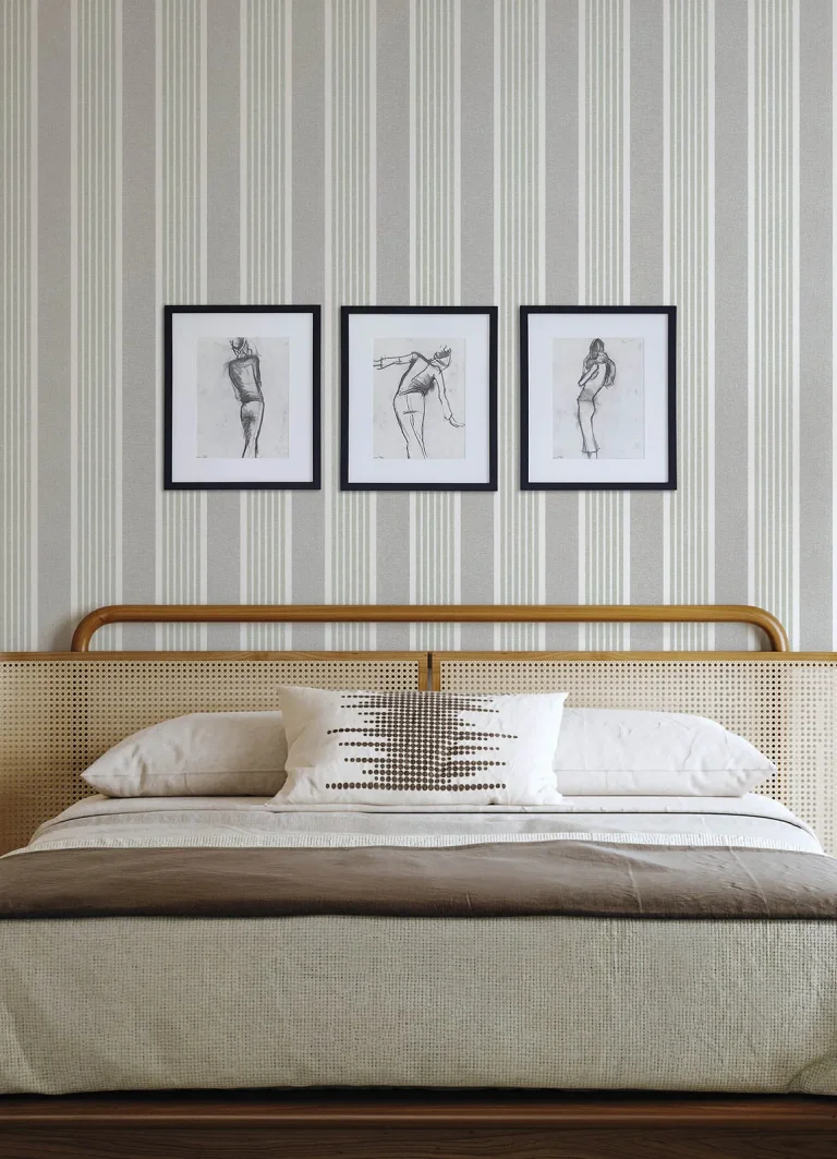 Chesapeake Bingley Embellished Stripe Wallpaper - Green — Ảnh 5