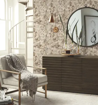 Shimmering Foliage Wallpaper - Khaki/Multi