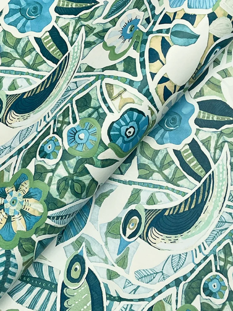 Manette Birds in the Bush Wallpaper - Green/Blue — Ảnh 3