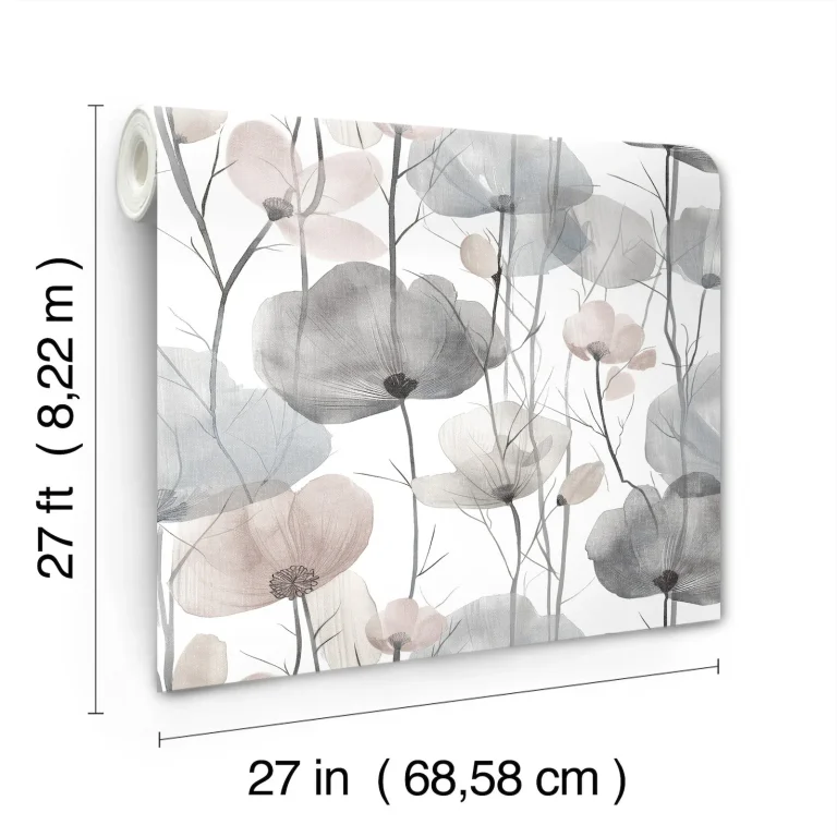 Ronald Redding Cotswolds Poppies Floral Wallpaper - Grey — Ảnh 4