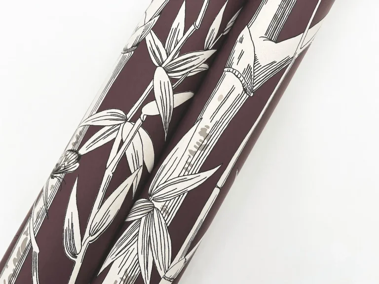 Bambou Toile Wallpaper - Burgundy — Ảnh 5