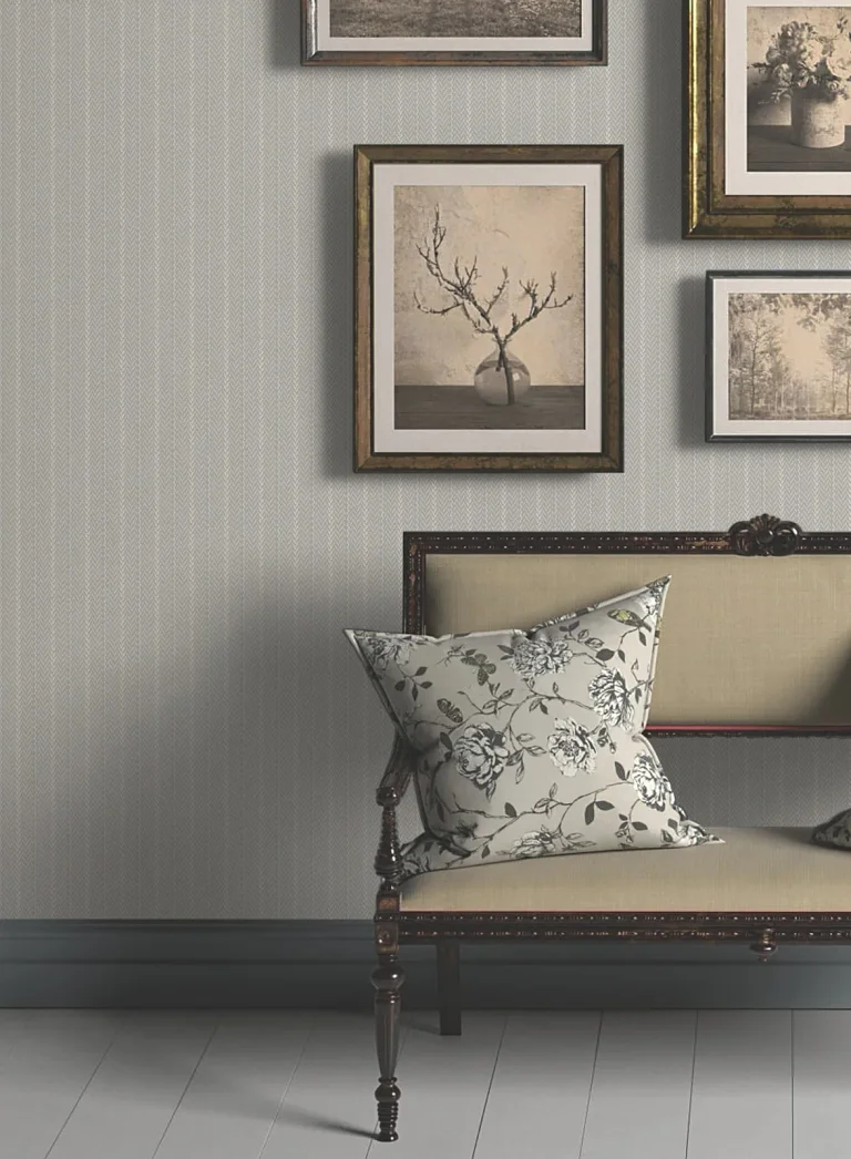 Ronald Redding Elkan Stripe Herringbone Wallpaper - Grey — Ảnh 3
