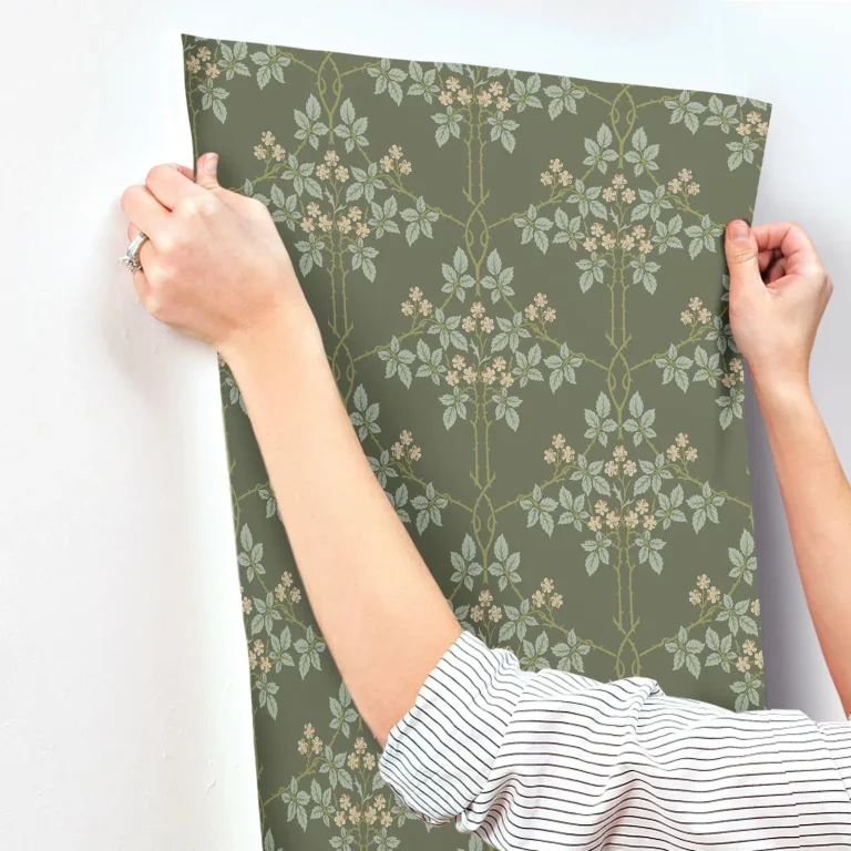 Blackberry Vine Trellis Wallpaper - Grey — Image 3