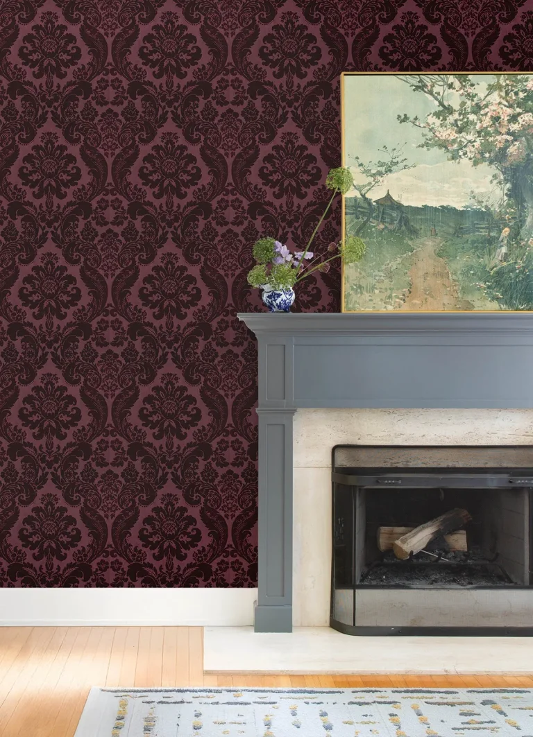 Shadow Flocked Damask Wallpaper - Magenta — Ảnh 4