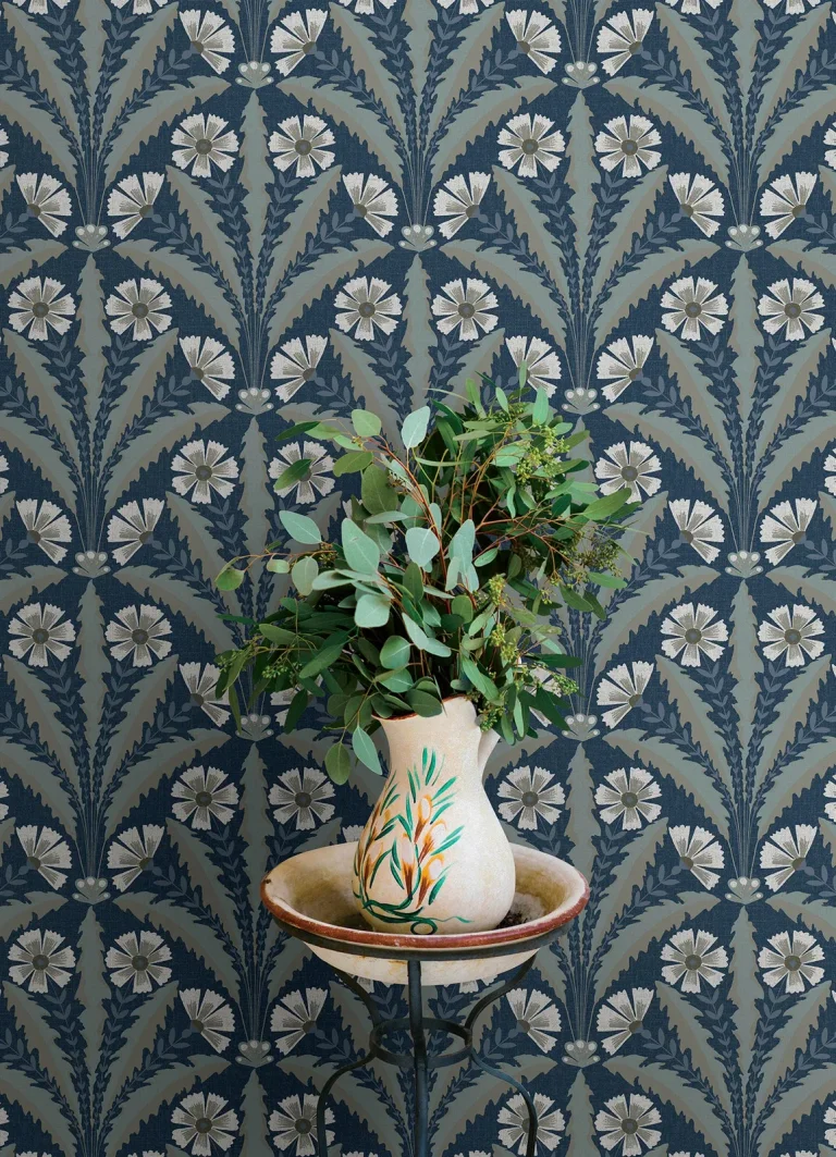 Chesapeake Tap Root Floral Damask Wallpaper - Dark Blue — Ảnh 4
