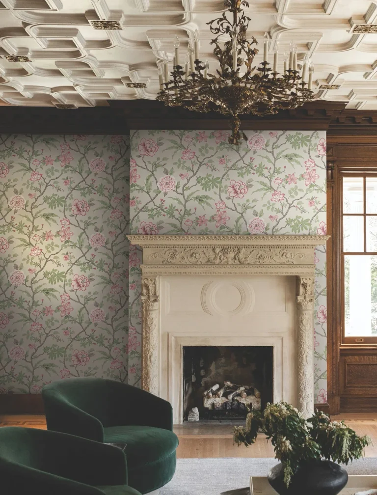 Ronald Redding Courtyard Botanical Wallpaper - Pink