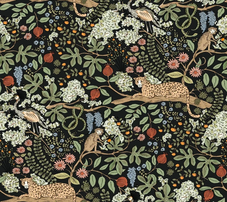 Rifle Paper Co. Safari Jungle Toile Peel and Stick Wallpaper - Black — Ảnh 5