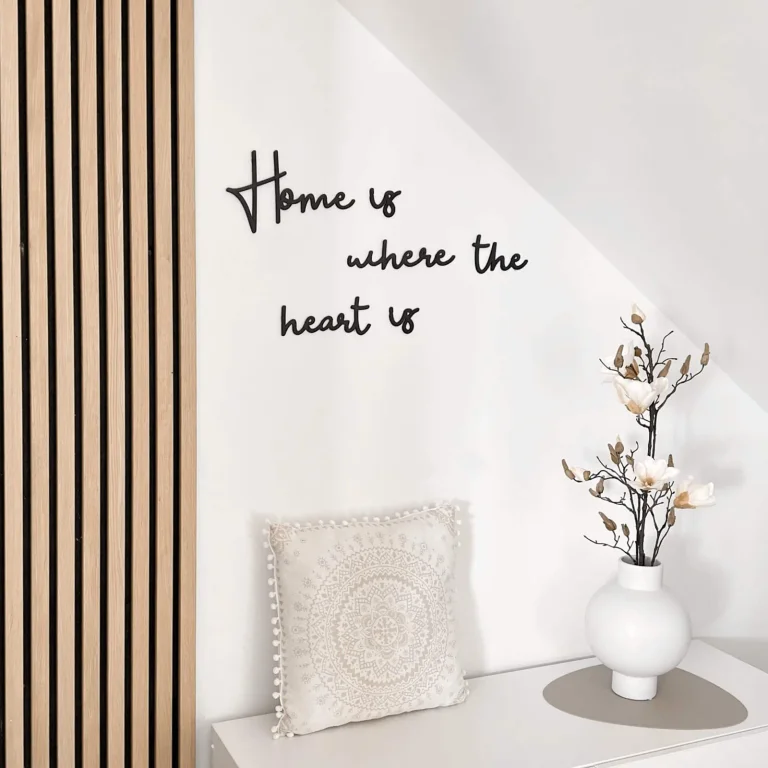 3D Wooden Home Is Where The Heart Is Motif - black