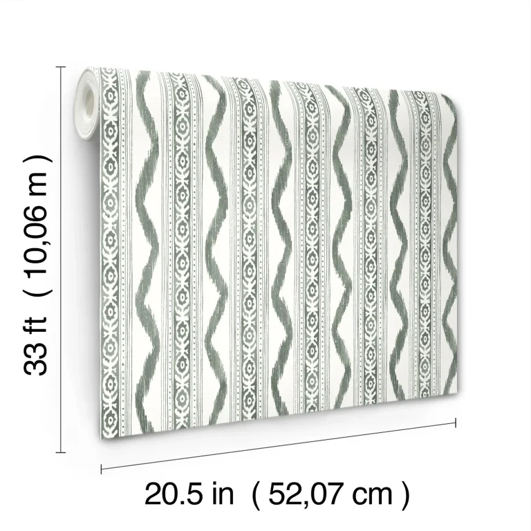 Rhys IKAT Stripe Wallpaper - Green — Ảnh 7