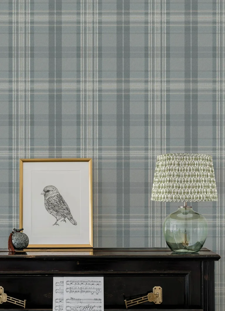 Chesapeake Austin Plaid Wallpaper - Slate and Grey — Image 5