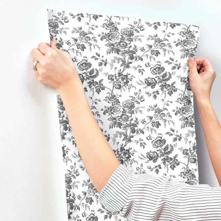 Anemone Toile Wallpaper - Black — Ảnh 6