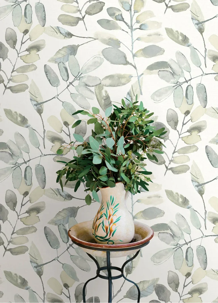 Chesapeake Pinnate Leaves Wallpaper - Grey — Image 6