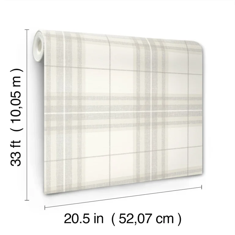 Chesapeake Cabin Check Plaid Wallpaper - Grey — Ảnh 3