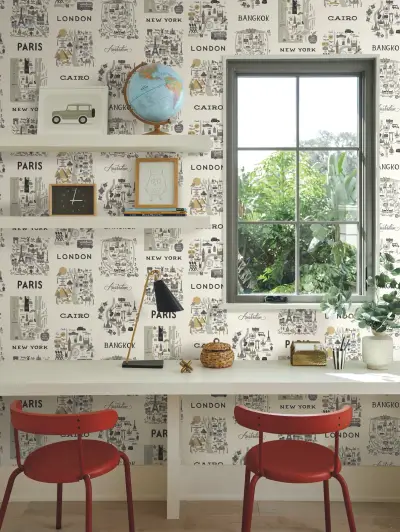 Rifle Paper Co. City Maps Wallpaper - Grey & Gold