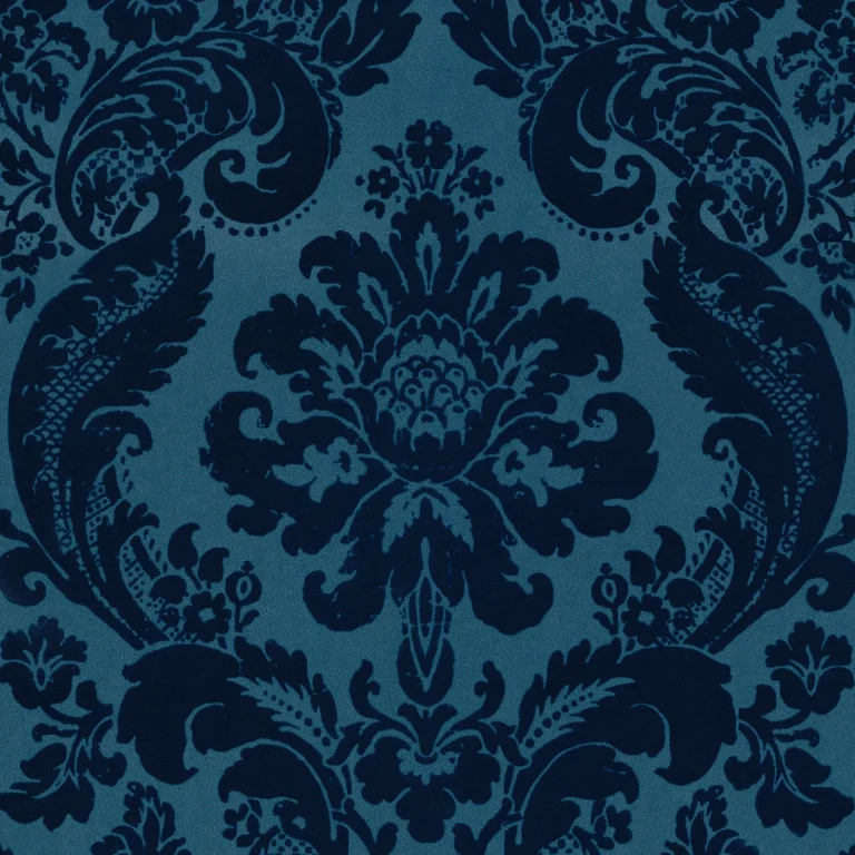 Shadow Flocked Damask Wallpaper - Blue — Ảnh 5