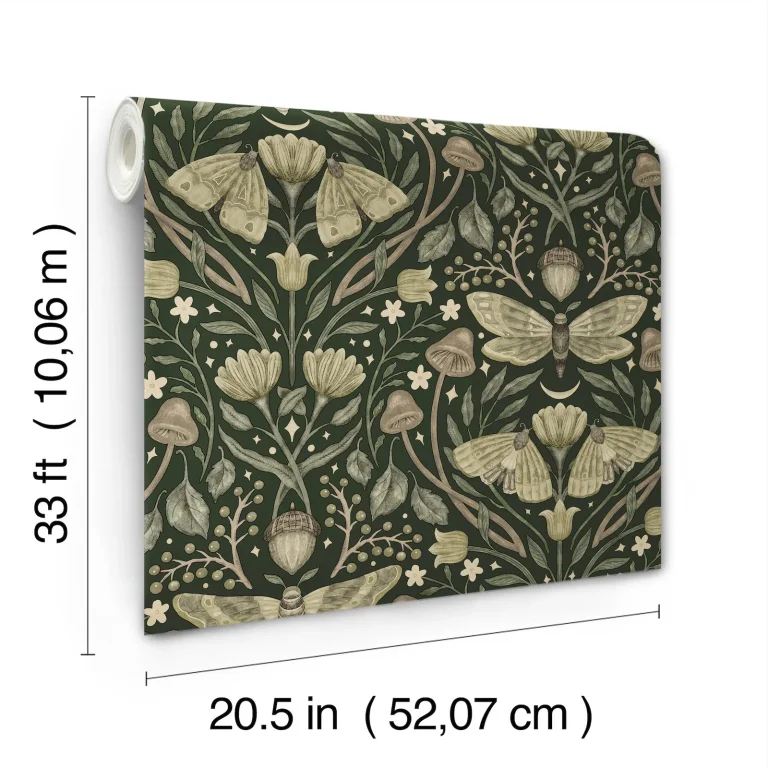 Chesapeake Mystic Moth Forest Magic Wallpaper - Dark Green — Ảnh 6