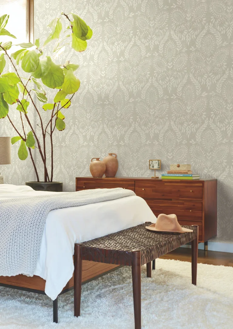 Laurel Damask Wallpaper - Linen — Ảnh 2