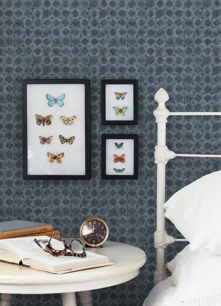 Chesapeake Button Block Geometric Wallpaper - Navy — Ảnh 4