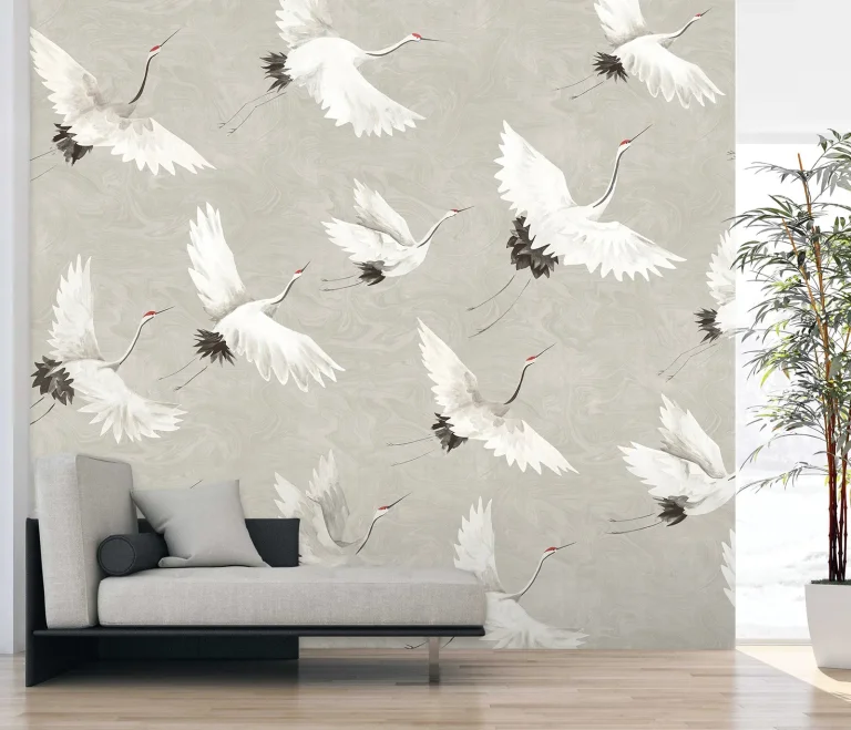 Crane You Later Wall Mural - Dove Grey — Image 7