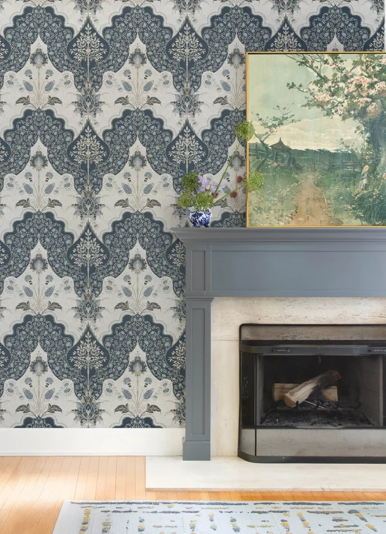 Auden Floral Grandeur Wallpaper - Dark Blue — Ảnh 3