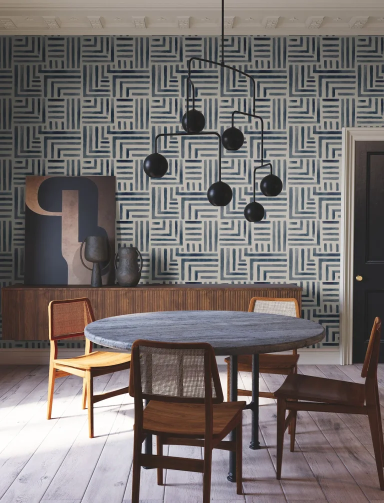 Painterly Labyrinth Wallpaper - Navy — Image 4