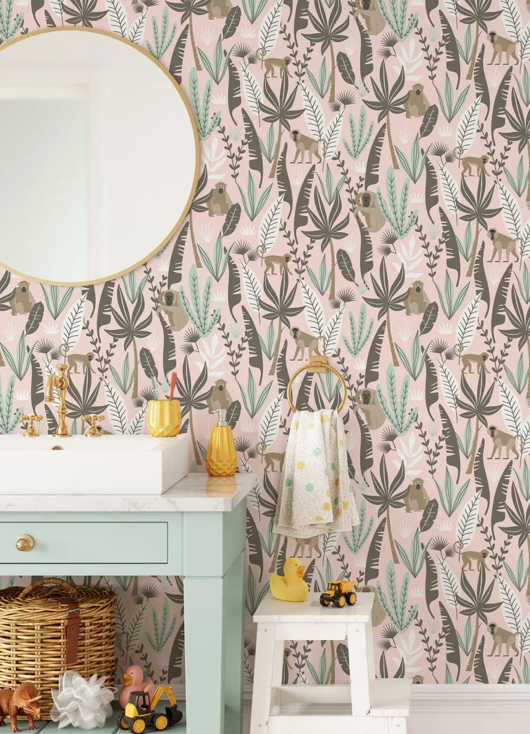 Chesapeake Kiki Monkeys Wallpaper - Pink — Ảnh 2