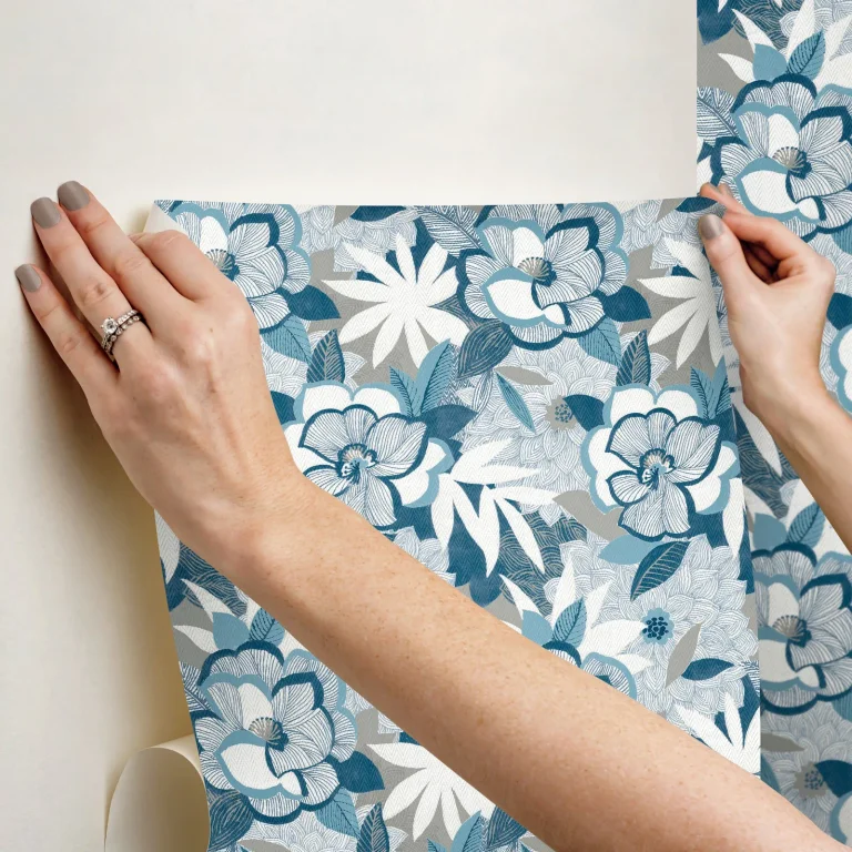 Fantasium Floral Peel and Stick Wallpaper - Blue — Image 3