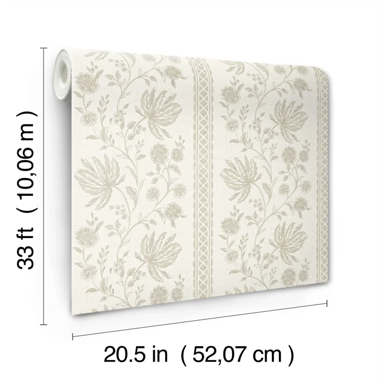 Edgemoor Jacobean Stripe Wallpaper - Taupe — Image 7