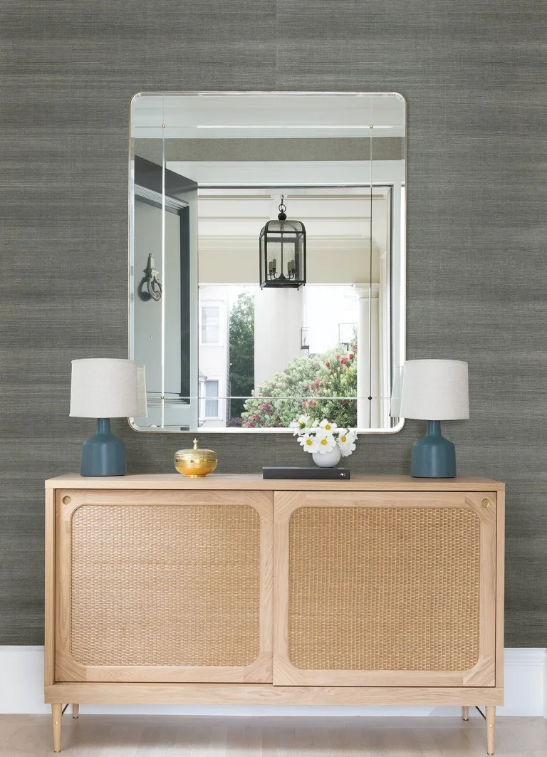 Sakiya Sisal Grasscloth Wallpaper - Slate — Image 5