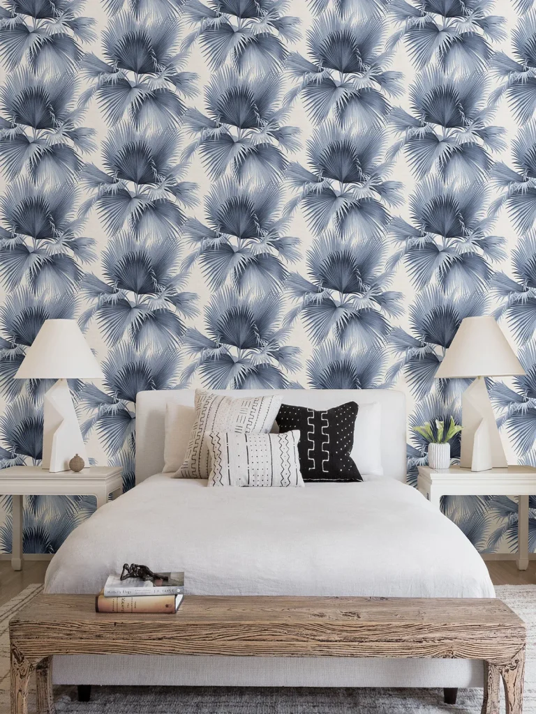 Summer Palm Tropical Wallpaper - Blue