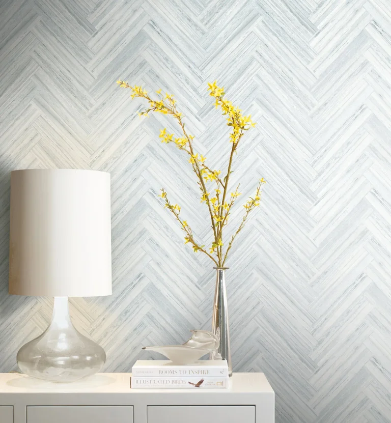 Hermosa Herringbone Peel and Stick Wallpaper - Blue — Ảnh 7