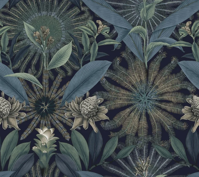 Ronald Redding Enchanted Garden Tropical Wallpaper - Navy — Ảnh 4