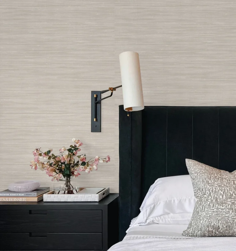 Sari Silk Faux Fabric Wallpaper - Khaki — Ảnh 3