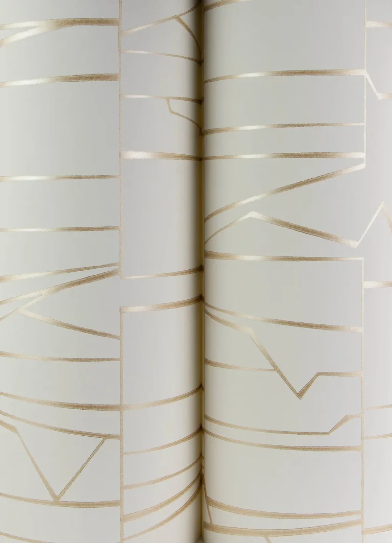 Huntington Geometric Stripe Wallpaper - Gold — Ảnh 6