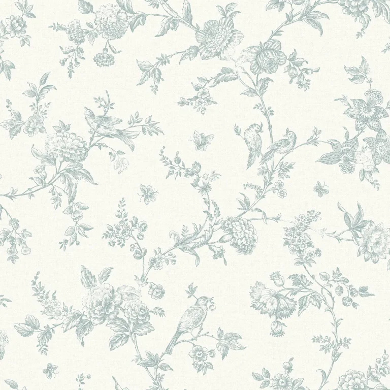 Chesapeake Nightingale Floral Trail Wallpaper - Seafoam — Ảnh 2