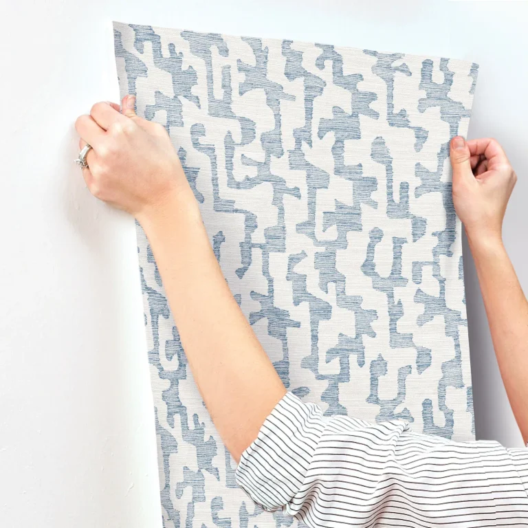 Cipher Geometric Faux Grasscloth Wallpaper - Blue — Ảnh 4