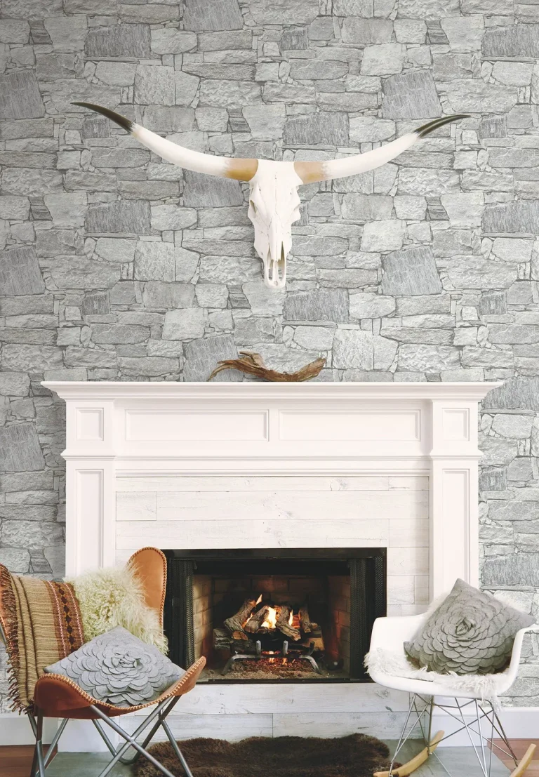 Chateau Stone Peel and Stick Wallpaper - Smoke — Ảnh 8