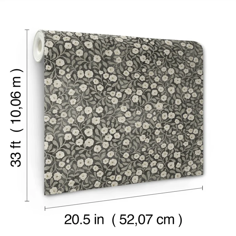 Chesapeake Poppy Trail Floral Wallpaper - Black — Ảnh 2