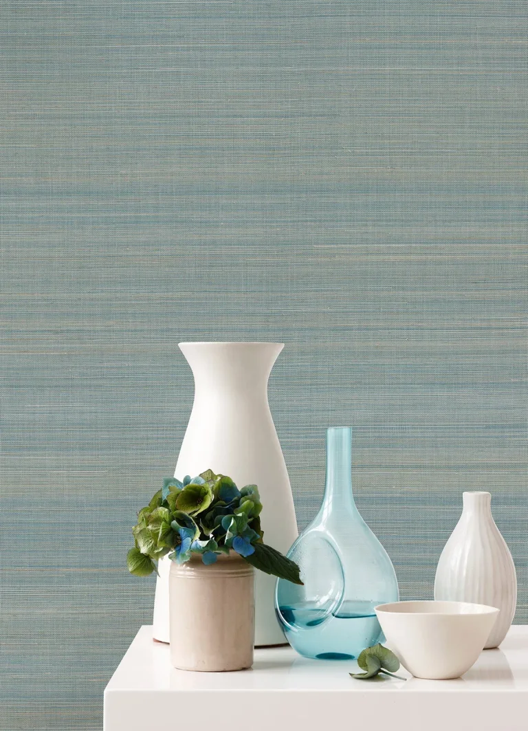 Mai Abaca Grasscloth Wallpaper - Turquoise — Ảnh 2