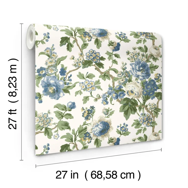 Beatrix Vintage Floral Wallpaper - Blue — Ảnh 2