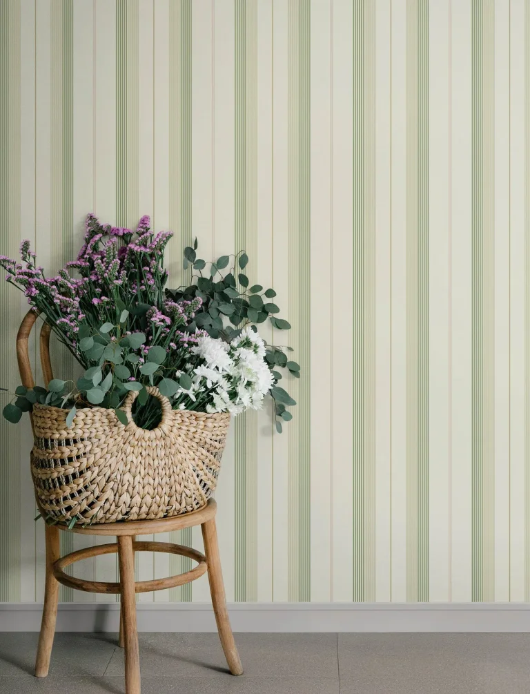 Herrgård Stripe Wallpaper - Green — Ảnh 3