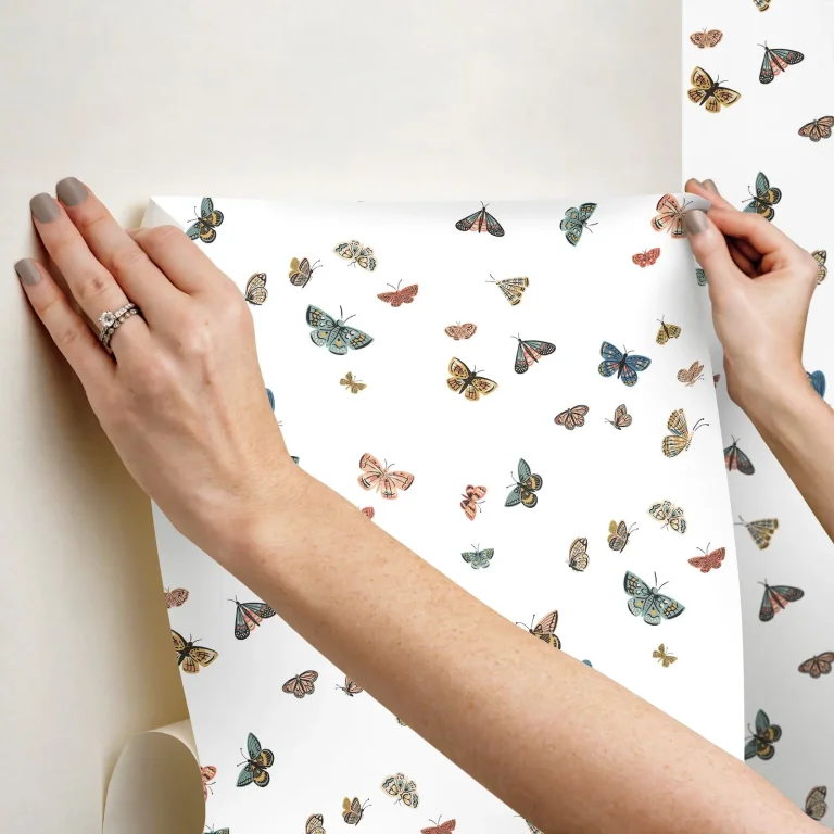 Rifle Paper Co. Butterfly House Peel and Stick Wallpaper - White — Ảnh 7