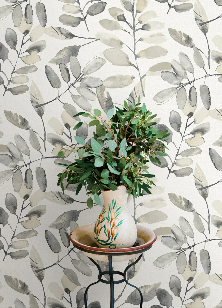 Chesapeake Pinnate Leaves Wallpaper - Charcoal — Ảnh 6