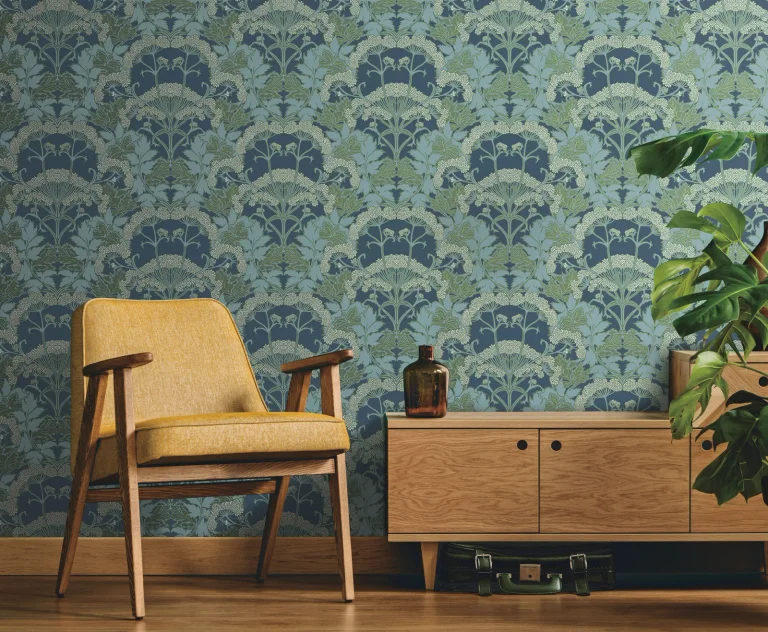 Yarrow Nouveau Wallpaper - Blue Mix/Green — Ảnh 4