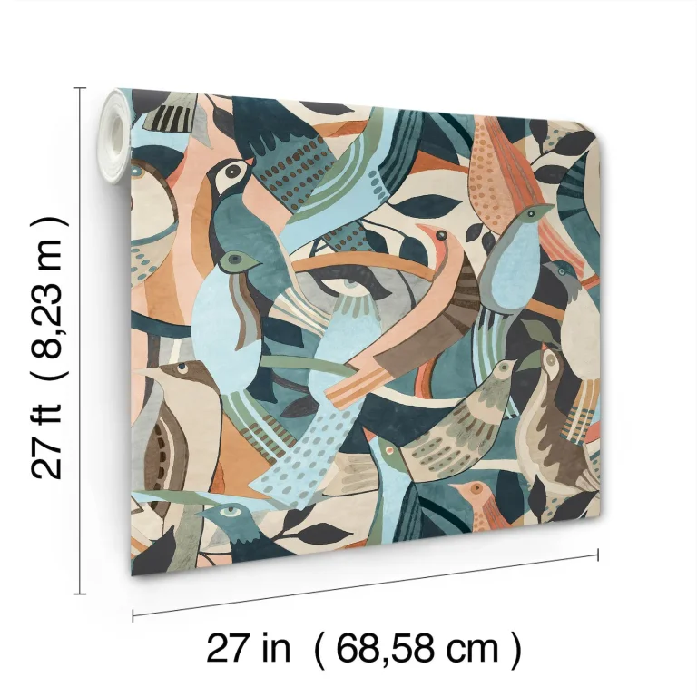 Fauvist Flock Wallpaper - Coral/Aqua — Ảnh 7